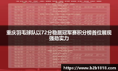 重庆羽毛球队以72分稳居冠军赛积分榜首位展现强劲实力